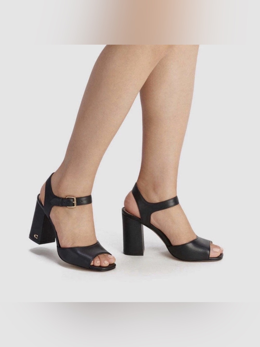 Coach Marla Classic Black Block Heel Sandals - Women's 8.5